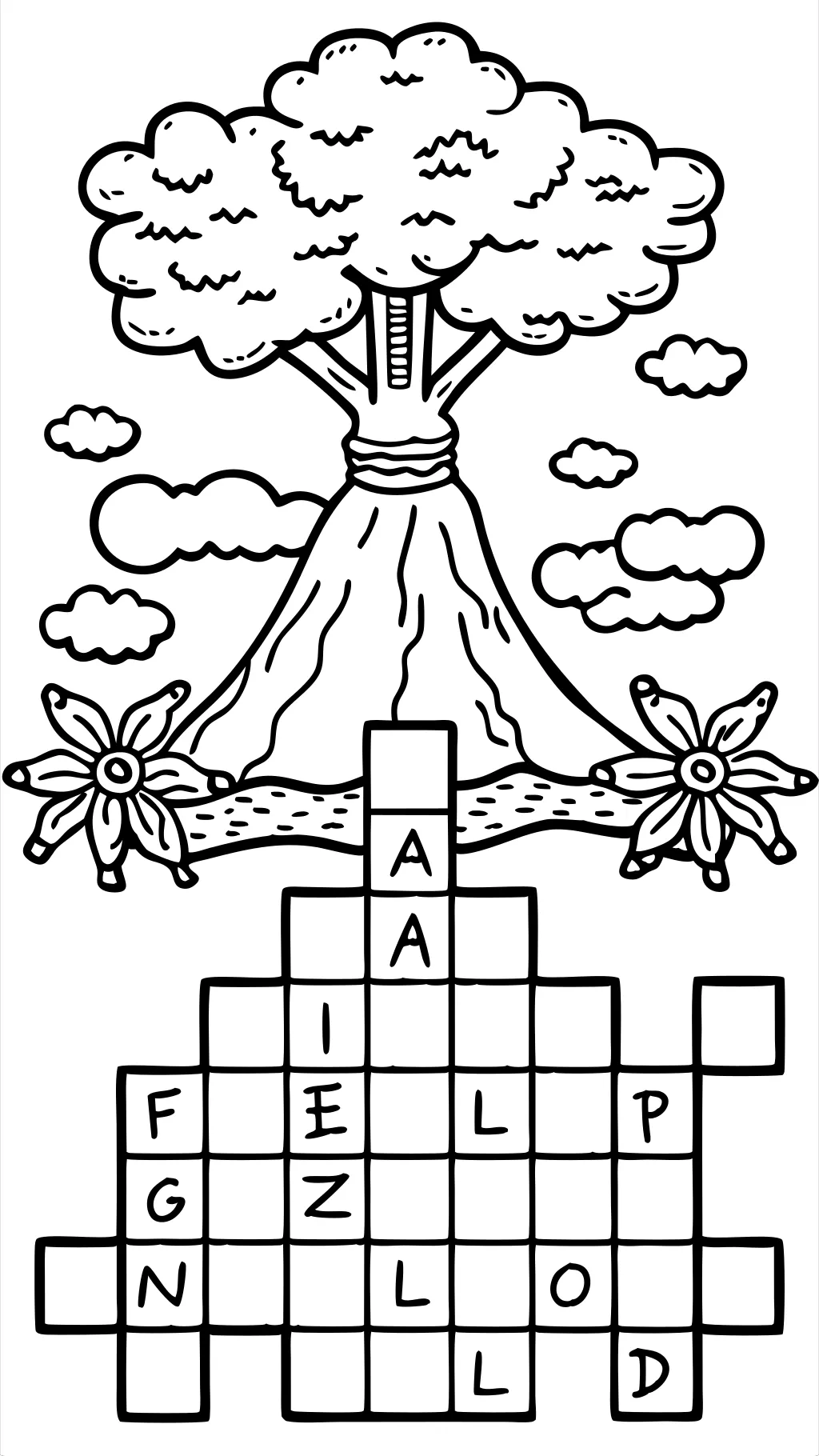 volcanes coloring page crossword